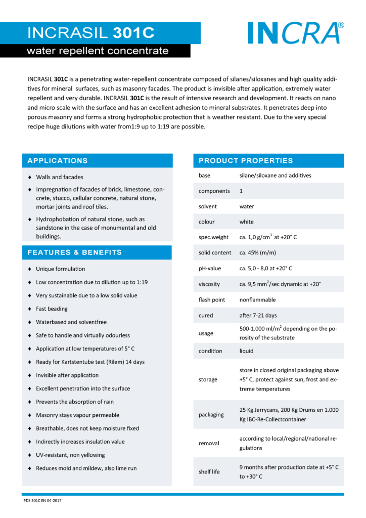 Preview image Product Information Sheet INCRASIL 301C